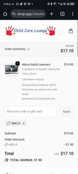 KNOJI coupon verification screenshot
