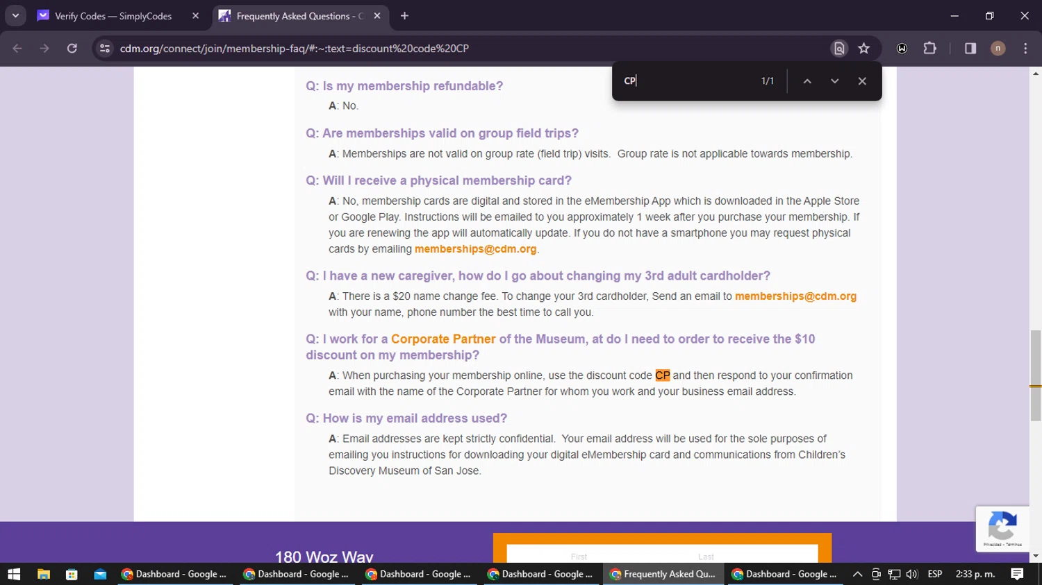 Children's Discovery Museum of San Jose checkout page showing Children's Discovery Museum of San Jose promo code box | Screenshot taken by SimplyCodes community member on Mar 3, 2024