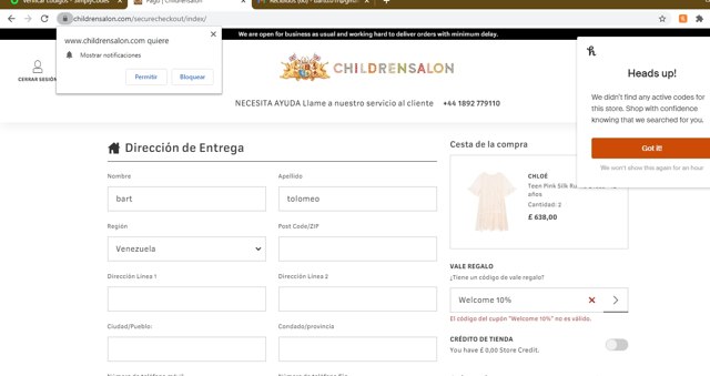 Childrensalon checkout page showing Childrensalon promo code box | Screenshot taken by SimplyCodes community member on Feb 24, 2021