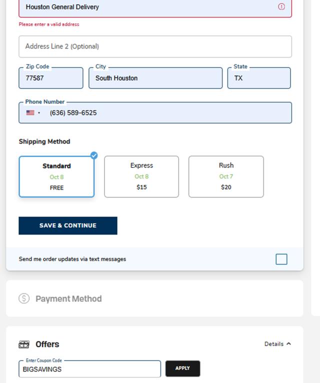 The Children's Place checkout page showing The Children's Place coupon code box | Screenshot taken by SimplyCodes community member on Oct 2, 2025