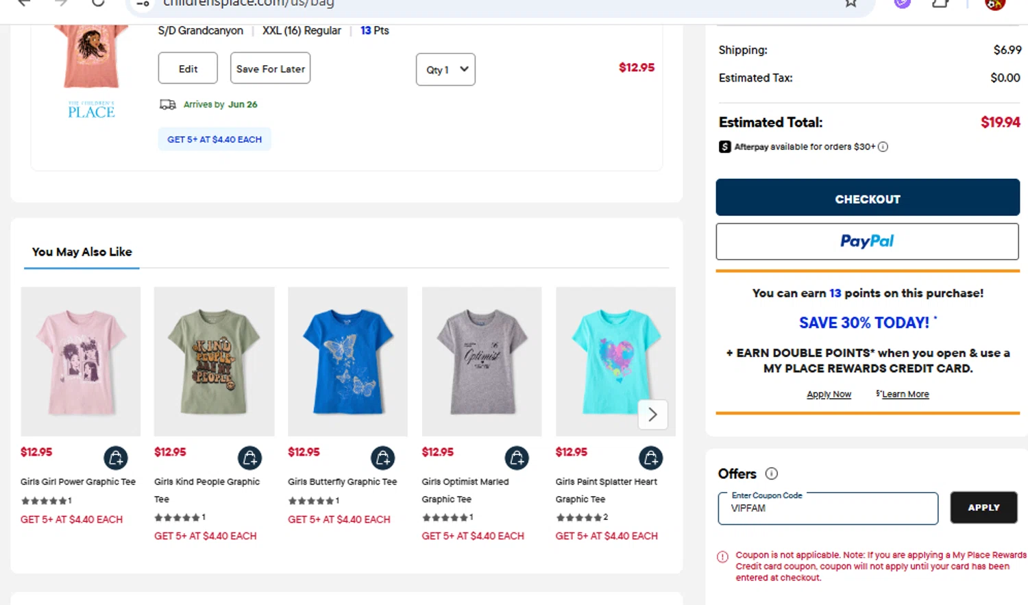 Verification screenshot for 20% Off Storewide at The Children's Place at The Children's Place — 4d ago