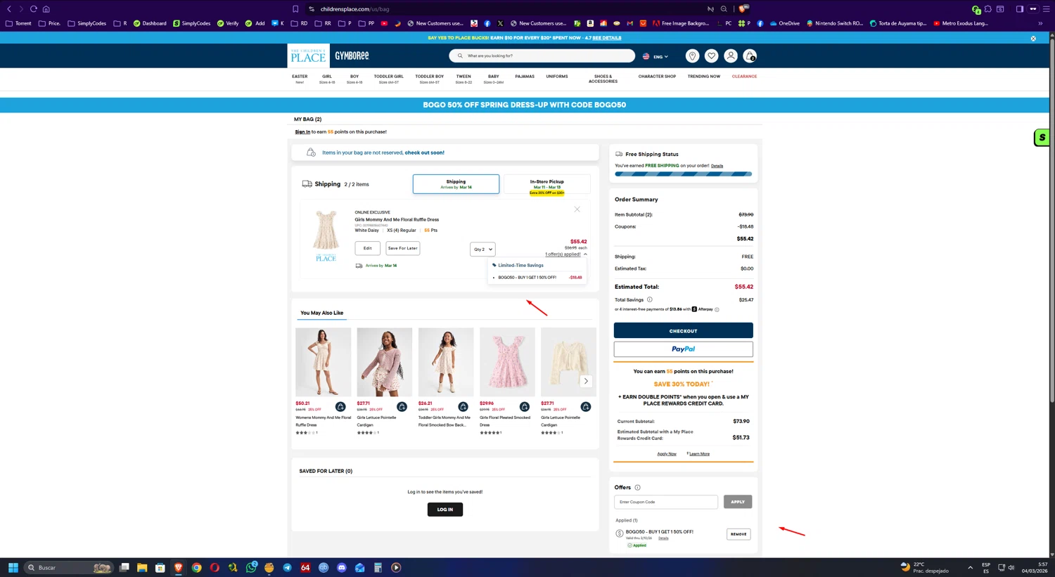 Verification screenshot for 50% Off Buy 1 Get 1 at The Children's Place - 4mo ago