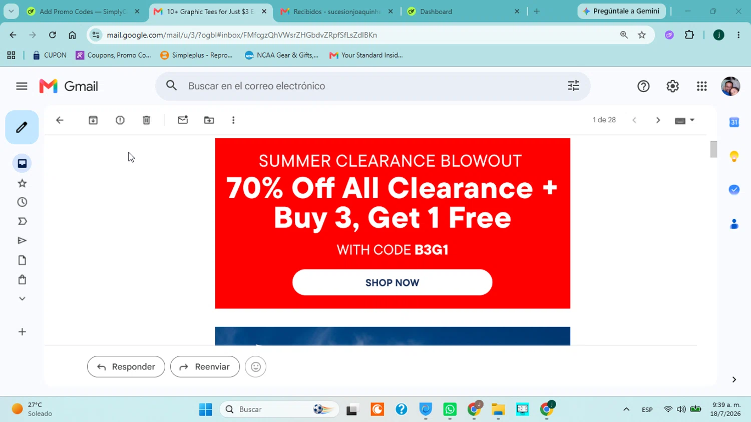 Verification screenshot for Buy 3 Get 1 Free on Clearance Items (must Order 4) at the Children's Place Clearance Items at The Children's Place - 15d ago