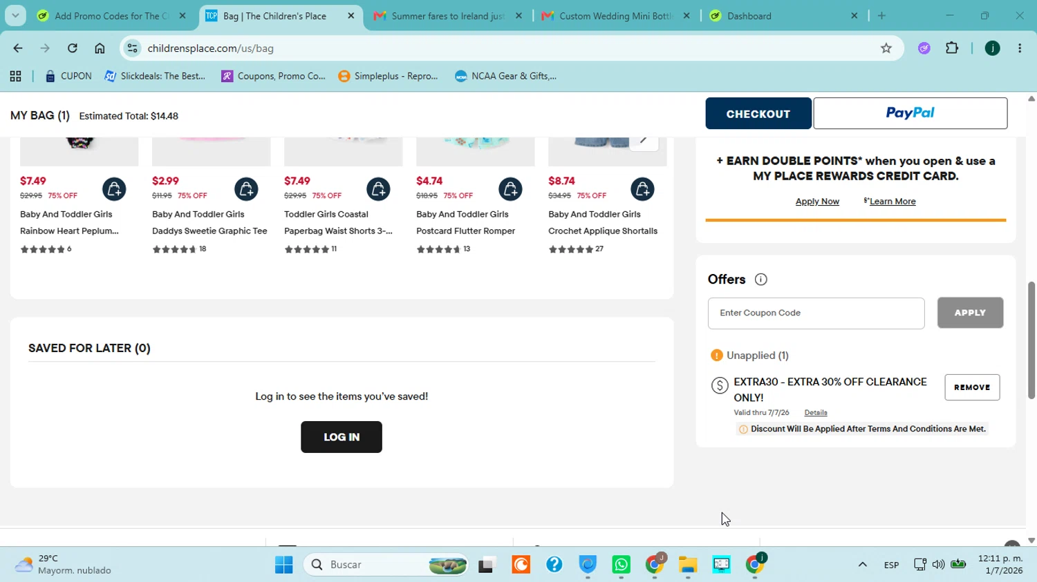 Verification screenshot for 30% Off Storewide at The Children's Place - 10d ago