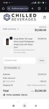 CHILLED50 coupon verification screenshot