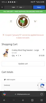 JANUARY10 coupon verification screenshot