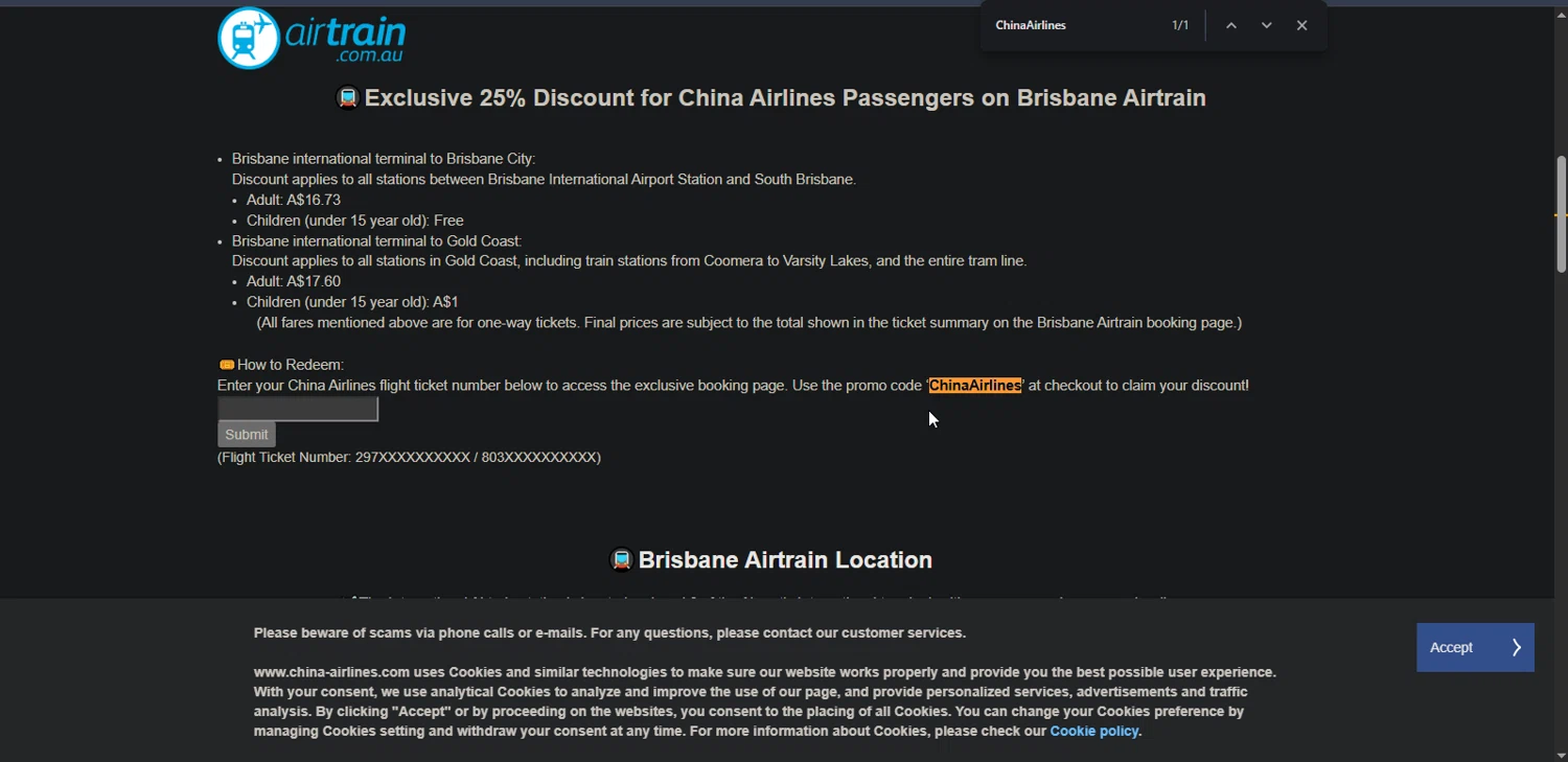 China Airlines promo code screenshot showing code ChinaAirlines applied at China Airlines checkout page. Uploaded by SimplyCodes community member Nor_man on Dec 30, 2025