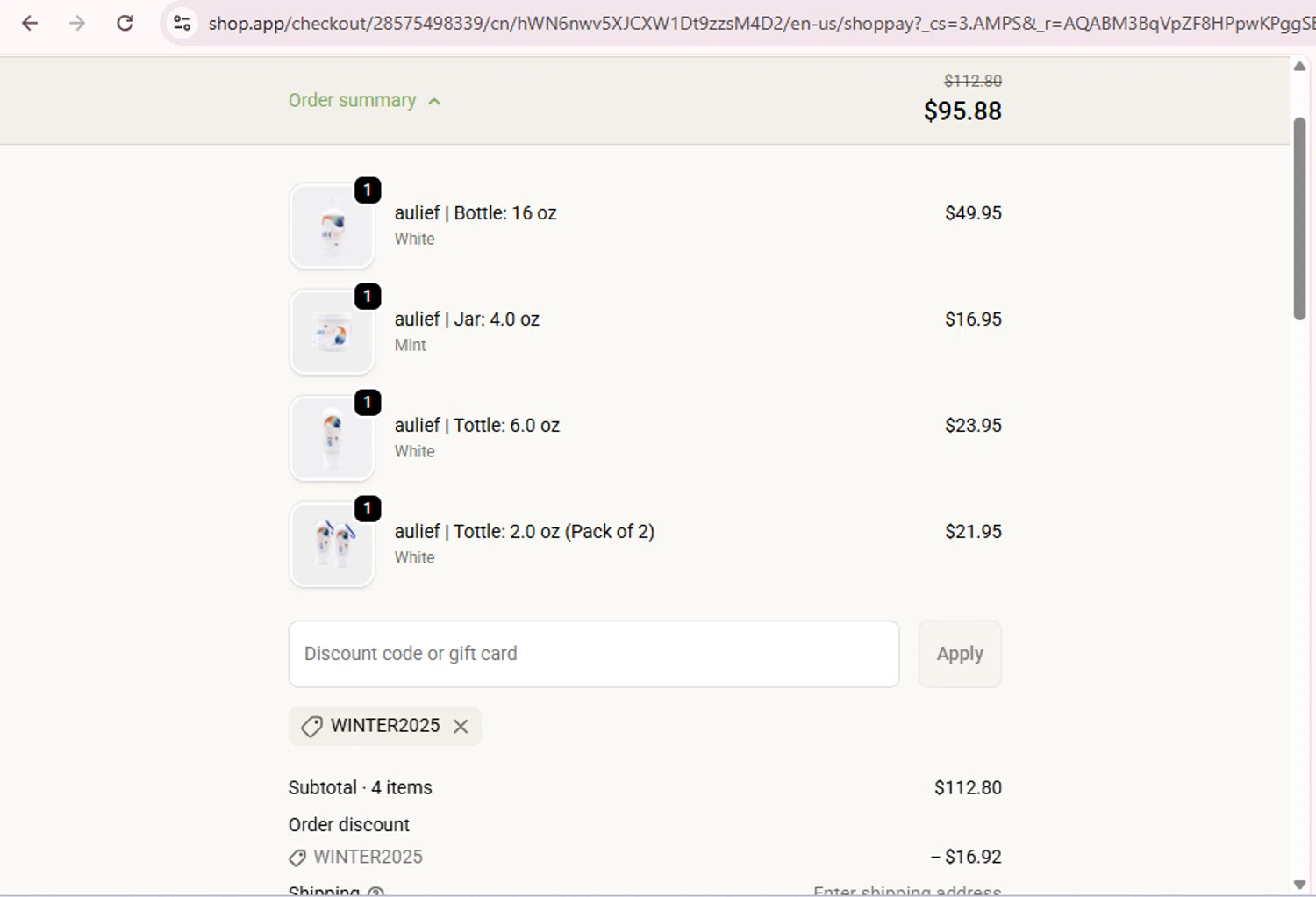 China-Gel promo code screenshot showing code WINTER2025 applied at China-Gel checkout page. Uploaded by SimplyCodes community member PromoExpert5262 on Dec 24, 2025