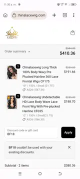 BF18 coupon verification screenshot