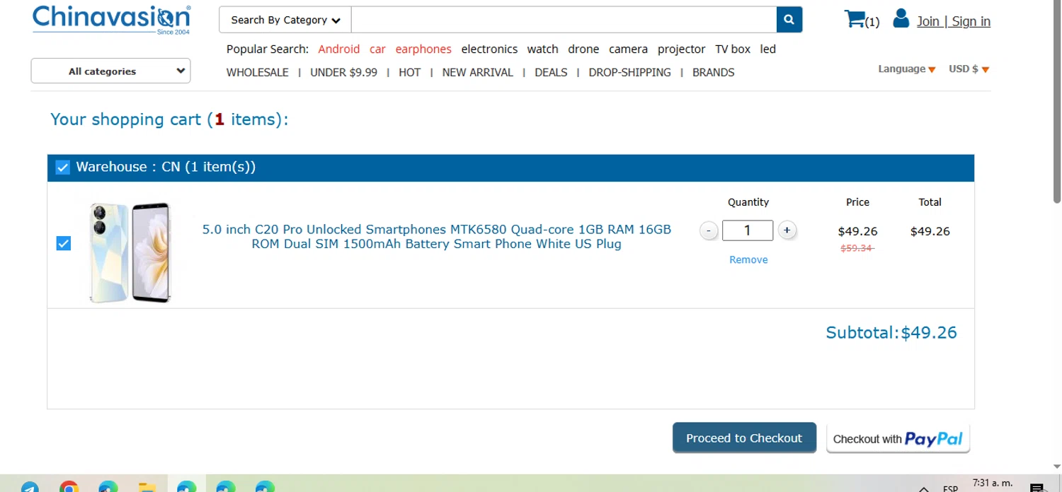Chinavasion coupon code screenshot showing code CA05 applied at Chinavasion checkout page. Uploaded by SimplyCodes community member SmartLion6283 on May 19, 2025