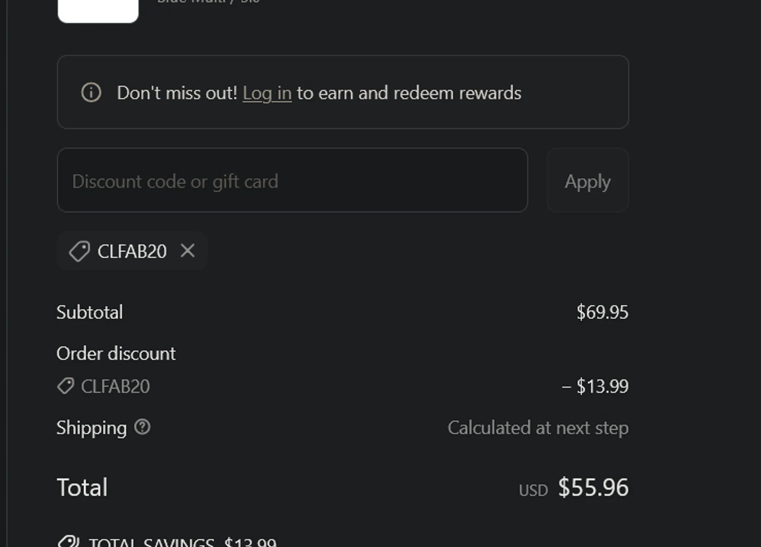 Chinese Laundry coupon code screenshot showing code CLFAB20 applied at Chinese Laundry checkout page. Uploaded by SimplyCodes community member xocelot44x on Jun 3, 2025