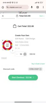 Chiplab coupon verification screenshot