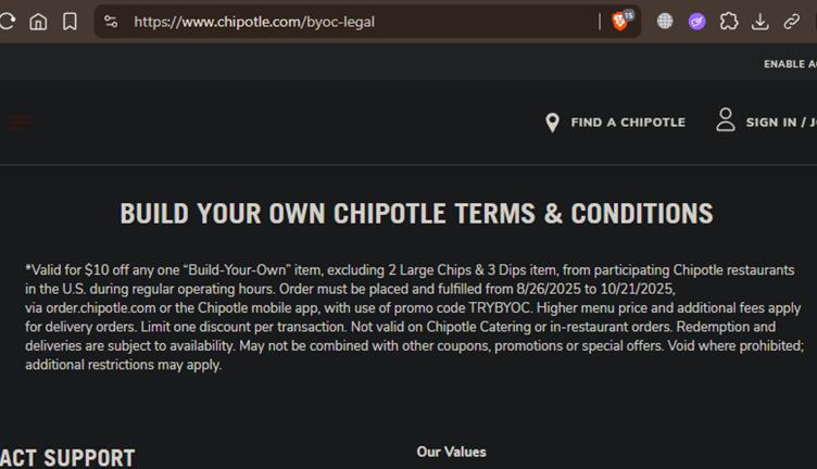 Chipotle Promo Codes - $10 Off (4 Verified) Nov 2025