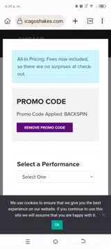 BACKSPIN coupon verification screenshot