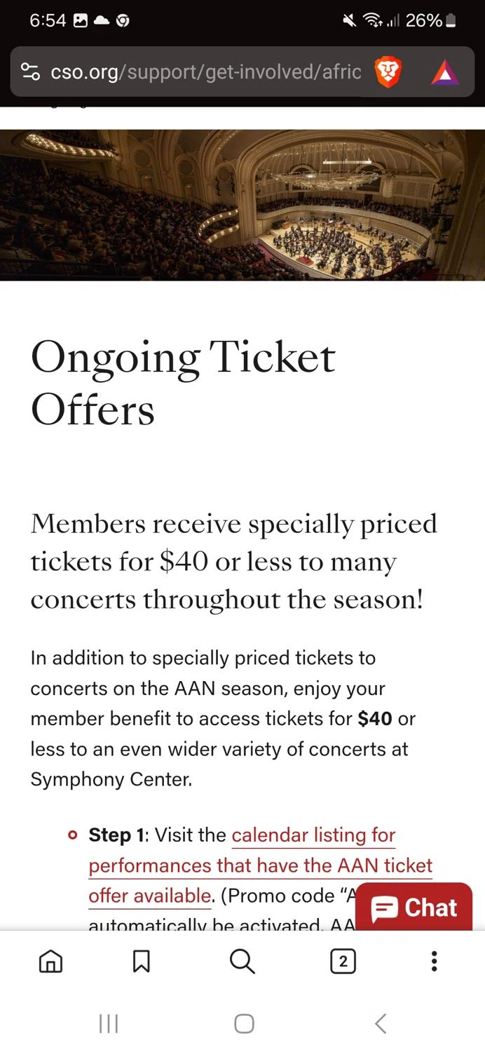 Chicago Symphony Orchestra promo code screenshot showing code AAN applied at Chicago Symphony Orchestra checkout page. Uploaded by SimplyCodes community member scarymoon on Mar 30, 2025