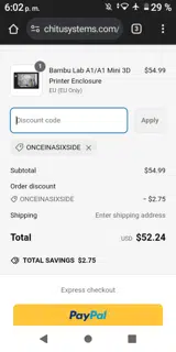 ONCEINASIXSIDE coupon verification screenshot