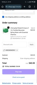 GREENENERGY coupon verification screenshot