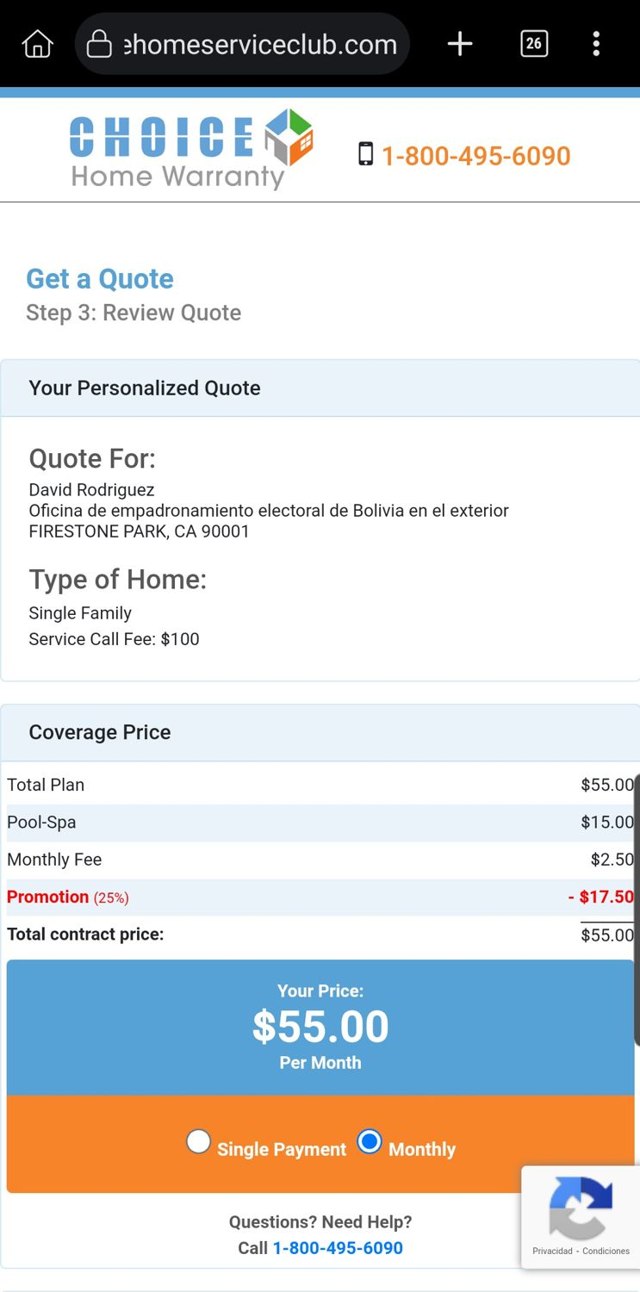 Choice Home Warranty checkout page showing Choice Home Warranty promo code box | Screenshot taken by SimplyCodes community member on Jun 12, 2025