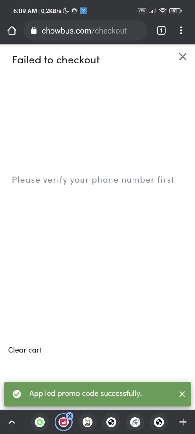 Chowbus checkout page showing Chowbus promo code box | Screenshot taken by SimplyCodes community member on Feb 28, 2021