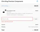 Chris King coupon verification screenshot