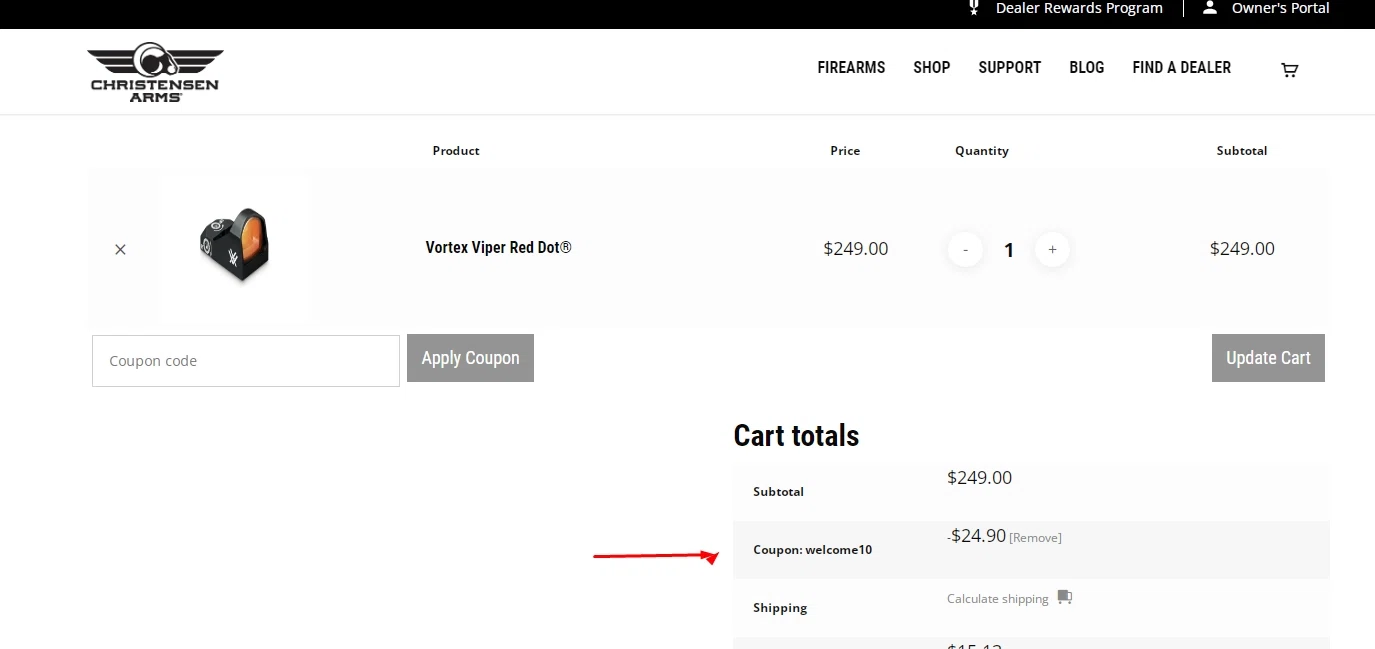 where to use Classic Firearms promo code box