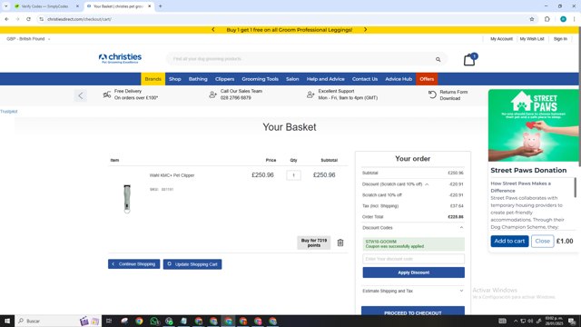 Christies Direct checkout page showing Christies Direct discount code box | Screenshot taken by SimplyCodes community member on Jan 28, 2025