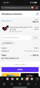 SPRING25 coupon verification screenshot
