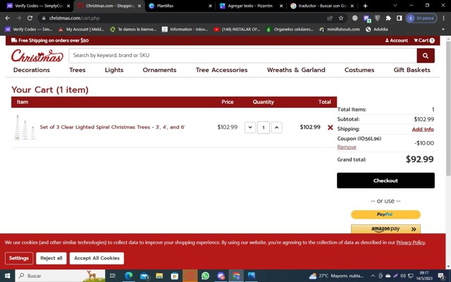 Christmas.com checkout page showing Christmas.com promo code box | Screenshot taken by SimplyCodes community member on May 14, 2023