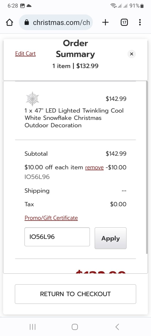 Christmas.com checkout page showing Christmas.com promo code box | Screenshot taken by SimplyCodes community member on Jun 12, 2023