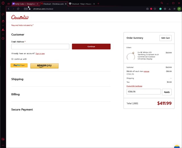 Christmas.com checkout page showing Christmas.com promo code box | Screenshot taken by SimplyCodes community member on Dec 3, 2023