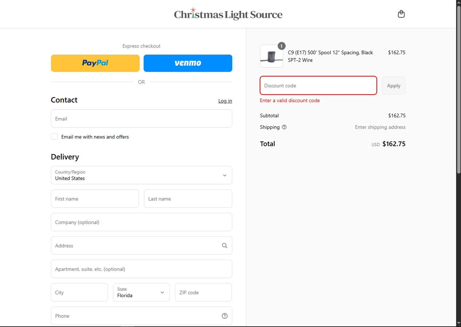 Christmas Light Source promo code screenshot showing code SHIPITFREEUSA applied at Christmas Light Source checkout page. Uploaded by SimplyCodes community member BargainSaver8204 on Sep 1, 2025