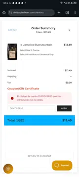 DISCOVER20 coupon verification screenshot