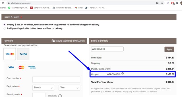 Christy Dawn checkout page showing Christy Dawn discount code box | Screenshot taken by SimplyCodes community member on May 6, 2021