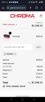 DRSARA coupon verification screenshot