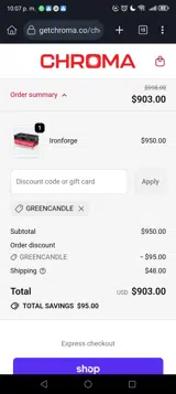 GREENCANDLE coupon verification screenshot