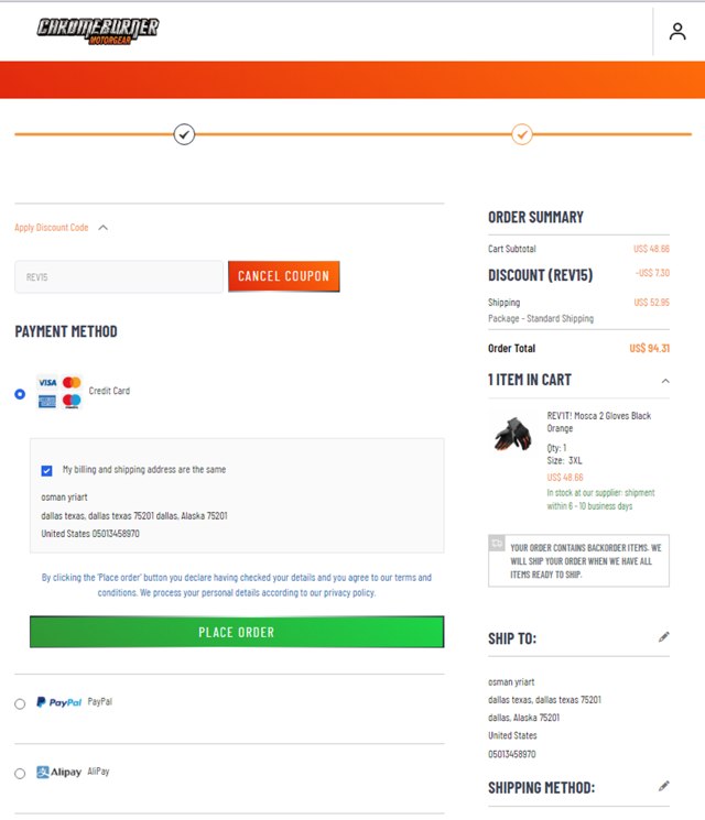 ChromeBurner checkout page showing ChromeBurner discount code box | Screenshot taken by SimplyCodes community member on May 2, 2024
