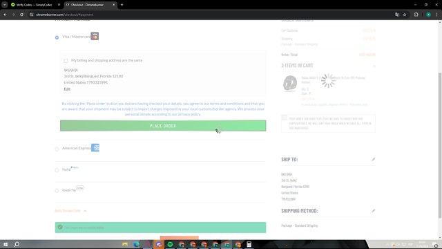 ChromeBurner checkout page showing ChromeBurner discount code box | Screenshot taken by SimplyCodes community member on Sep 11, 2024