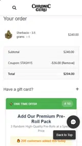 Chronic Guru coupon verification screenshot