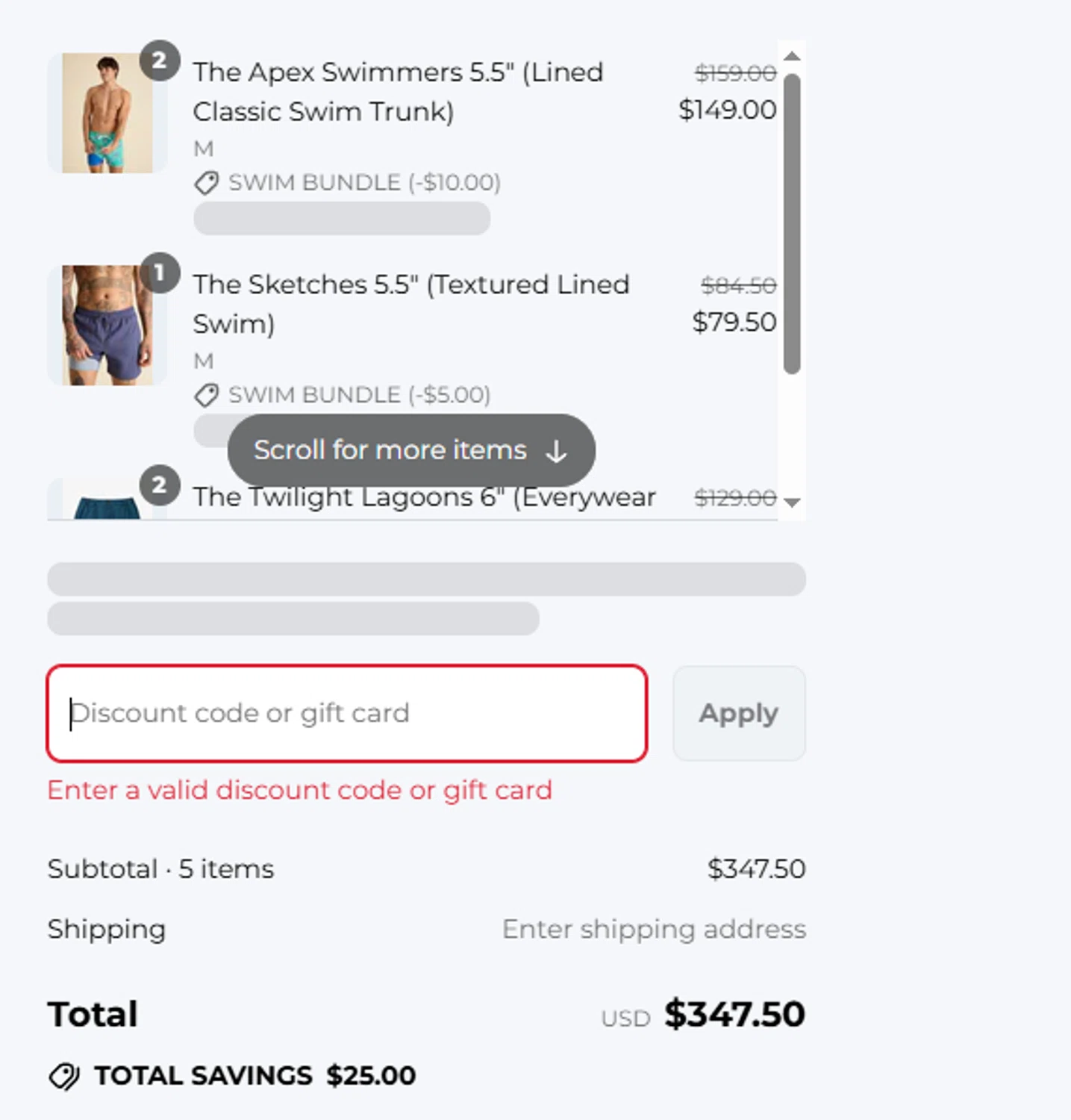 Chubbies Shorts promo code screenshot showing code DUNCAN applied at Chubbies Shorts checkout page. Uploaded by SimplyCodes community member necesitoplata on Aug 14, 2025