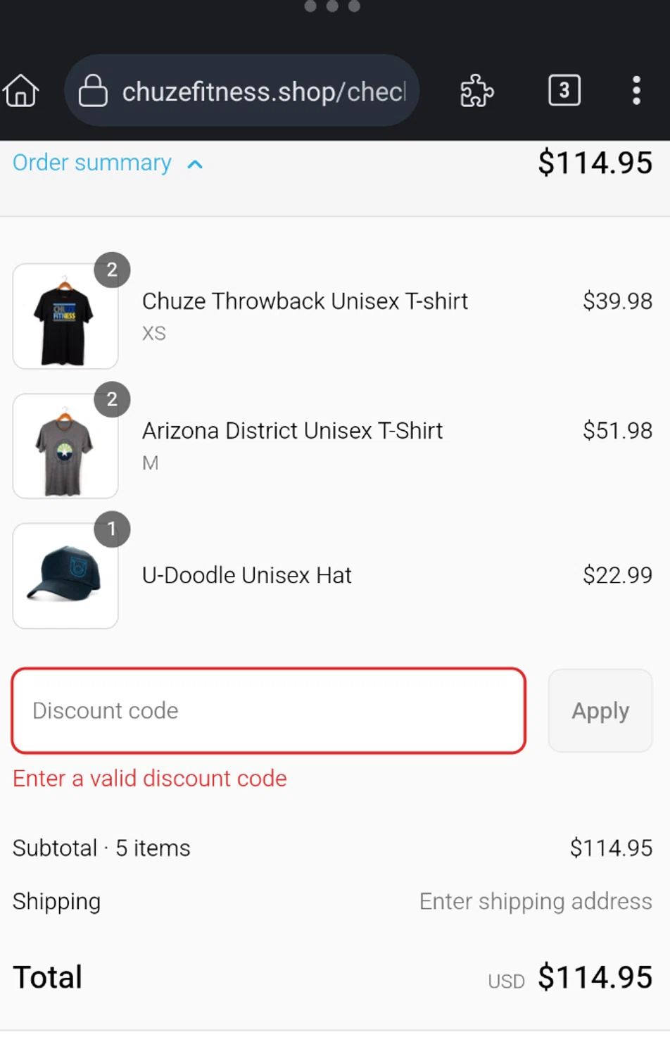 Chuze Fitness promo code screenshot showing code SMILING50 applied at Chuze Fitness checkout page. Uploaded by SimplyCodes community member ExtraordinaryMaestro4194 on Aug 8, 2025