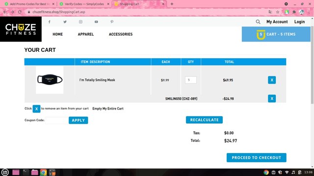 Chuze Fitness checkout page showing Chuze Fitness promo code box | Screenshot taken by SimplyCodes community member on Jun 28, 2021