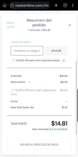 SPINWINSOON coupon verification screenshot