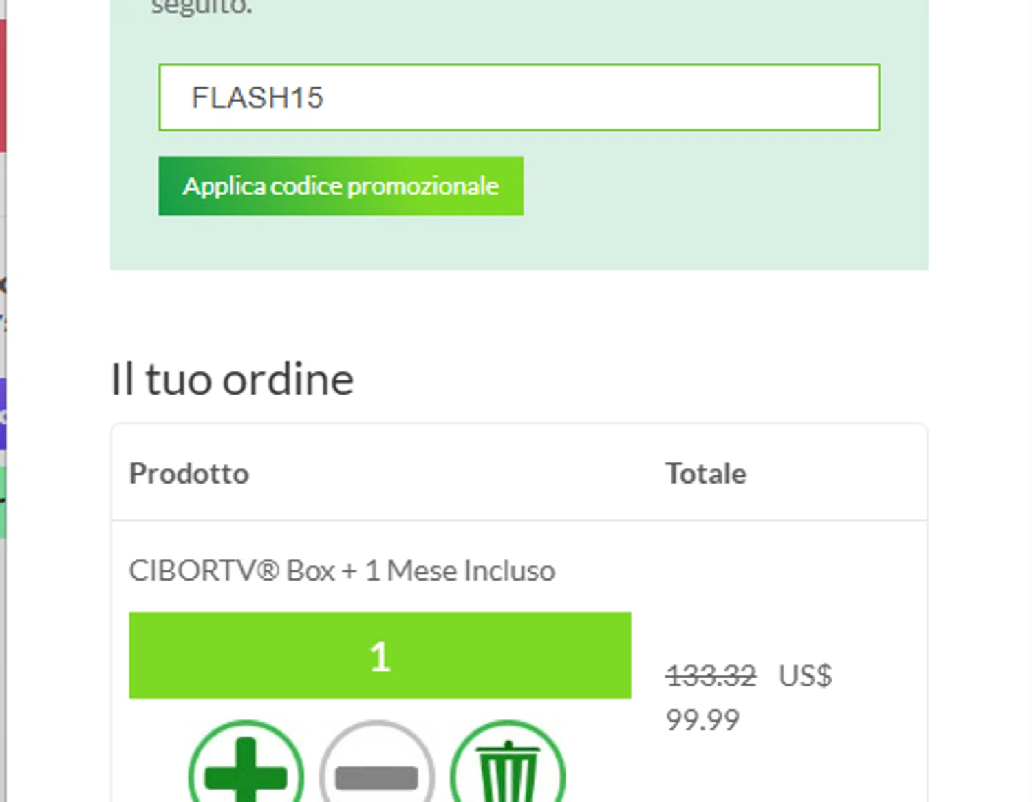 CIBORTV coupon code screenshot showing code FLASH15 applied at CIBORTV checkout page. Uploaded by SimplyCodes community member GoldLynx7797 on Mar 25, 2025