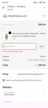 CiboWares coupon verification screenshot