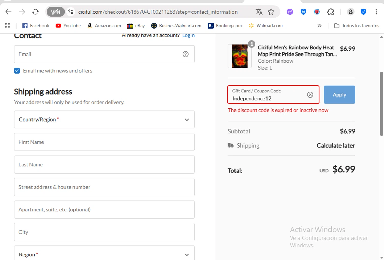 Ciciful coupon code screenshot showing code Independence12 applied at Ciciful checkout page. Uploaded by SimplyCodes community member FrancyB on Aug 25, 2025