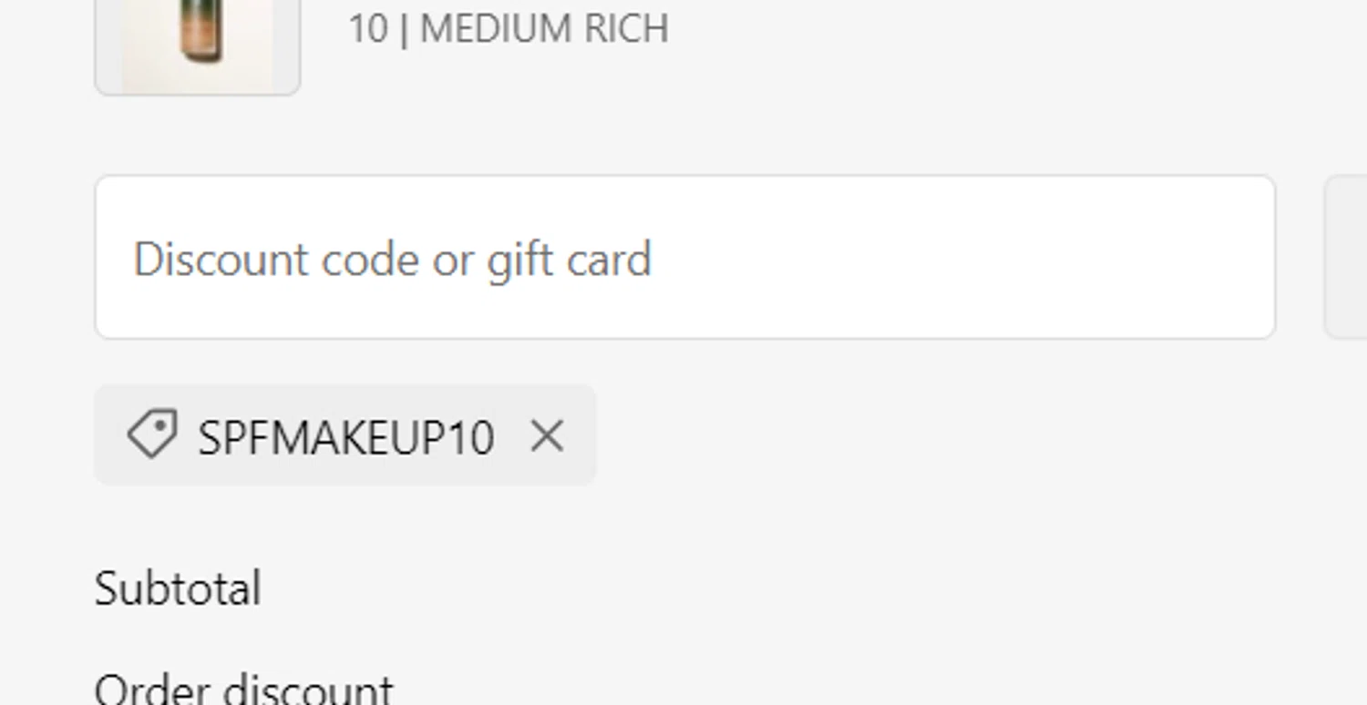 ciele discount code screenshot showing code SPFMAKEUP10 applied at ciele checkout page. Uploaded by SimplyCodes community member PromoMaestro7029 on Feb 22, 2025