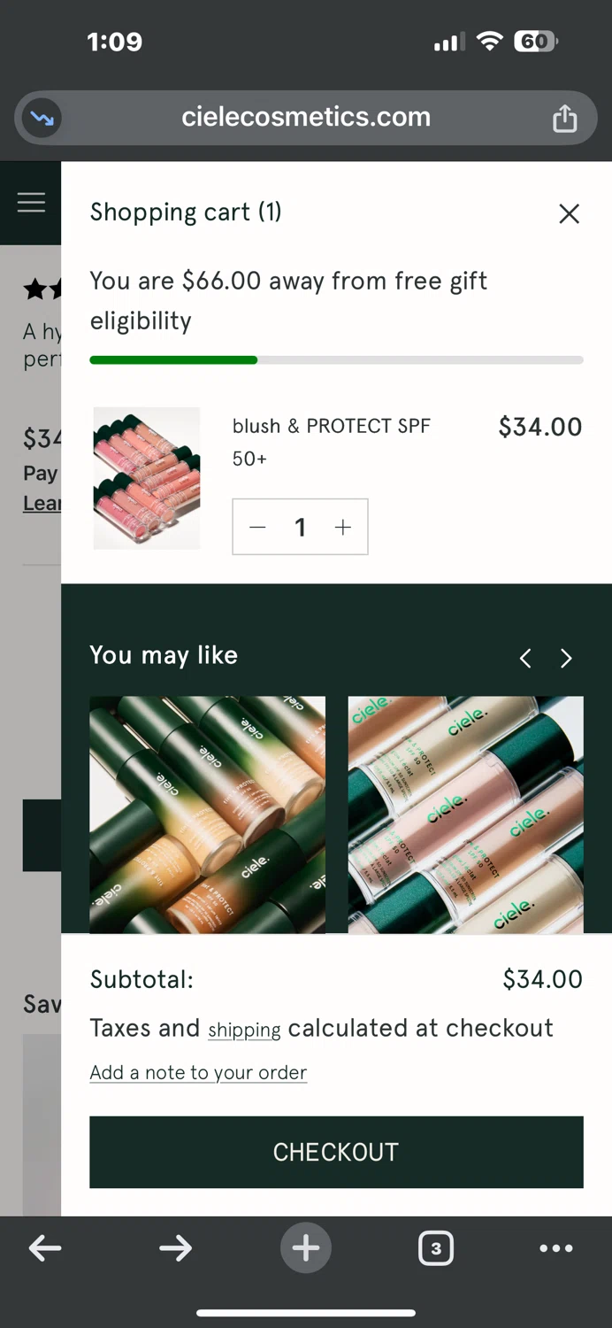 ciele discount code screenshot showing code KAM15 applied at ciele checkout page. Uploaded by SimplyCodes community member Andreasantana on Sep 11, 2025