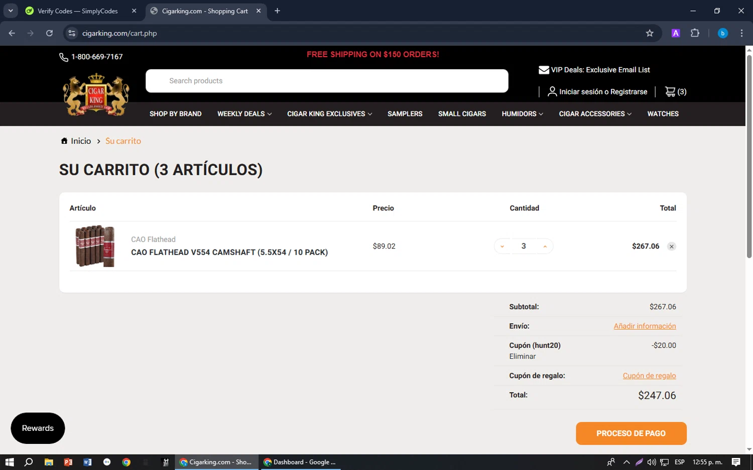 Cigar King checkout page showing Cigar King discount code box | Screenshot taken by SimplyCodes community member on Jan 9, 2026