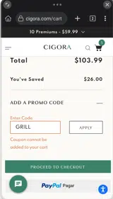 GRILL coupon verification screenshot