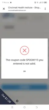 spooky15 coupon verification screenshot